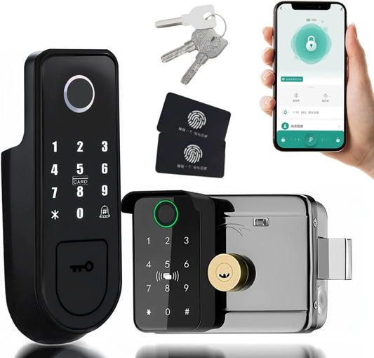 Smart Outdoor Gate Lock with Fingerprint Access & WiFi App Control – Waterproof Design